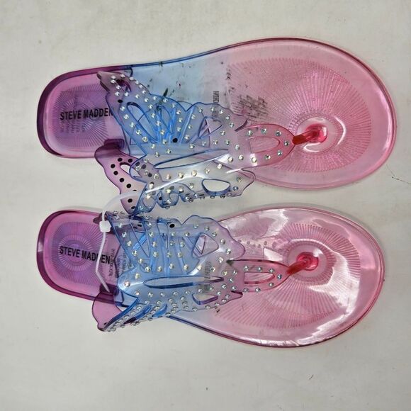 STEVE MADDEN Pink, Blue and Purple Butterfly Women's Jelly Sandals Size 6 - Picture 2 of 5